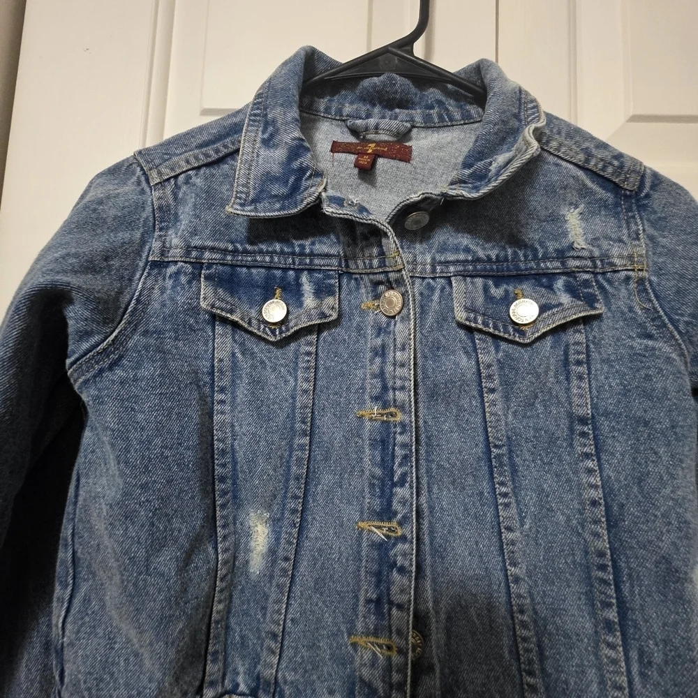7 For All Mankind Denim Girls Distressed Jacket Size Medium